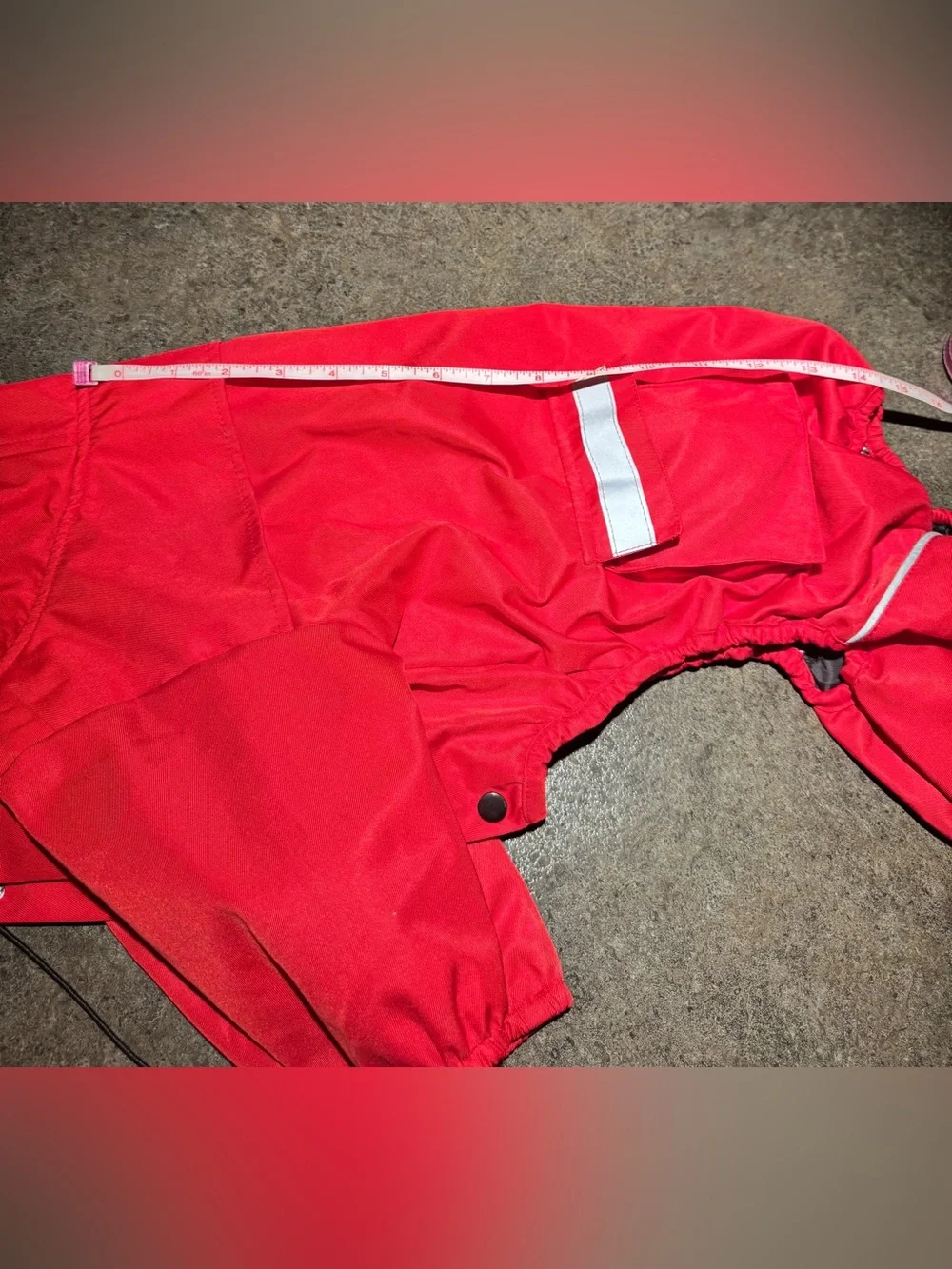 Pina Coat Red Dog Rainjacket Raincoat Pockets Reflective Strips XL fits Medium